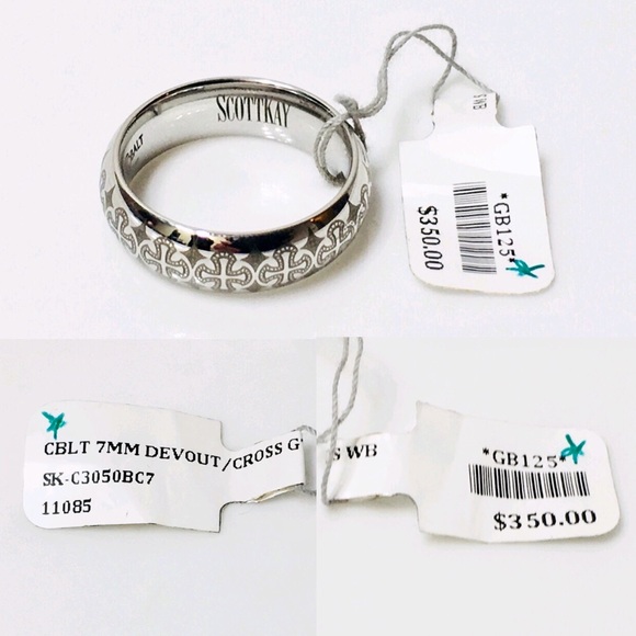 Scott Kay 7mm Cobalt Devout Cross Ring - Picture 5 of 8